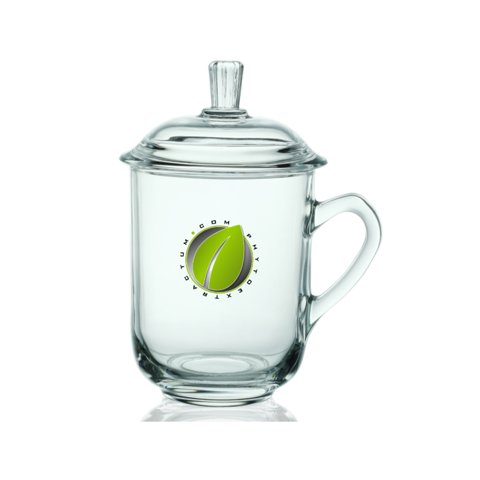 Phytoextractum Glass Tea Cup with Lid 13 oz